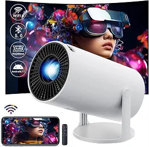 HY300 Projector with WIFI6 & Bluetooth, Supports 4K/1080P, Android TV 11.0, Mini Portable 180° Rotatable, Auto Keystone, for Laptop/PC/Smartphone - Image 1