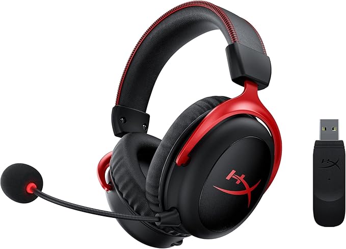 HyperX Cloud II Wireless - Gaming Headset for PC, PS5, PS4, Long Lasting Battery Up to 30 Hours, DTS Headphone:X Spatial Audio, Memory Foam, Detachable Noise Cancelling Microphone with Mic Monitoring