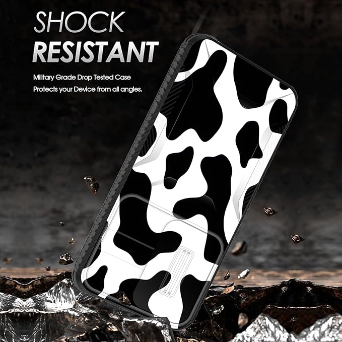 for Galaxy S26 Case Built in Slide Camera Lens Cover,Heavy Duty Shockproof Protection Dual Layer Case for Samsung Galaxy S26 6.3" 2026,Cow Print