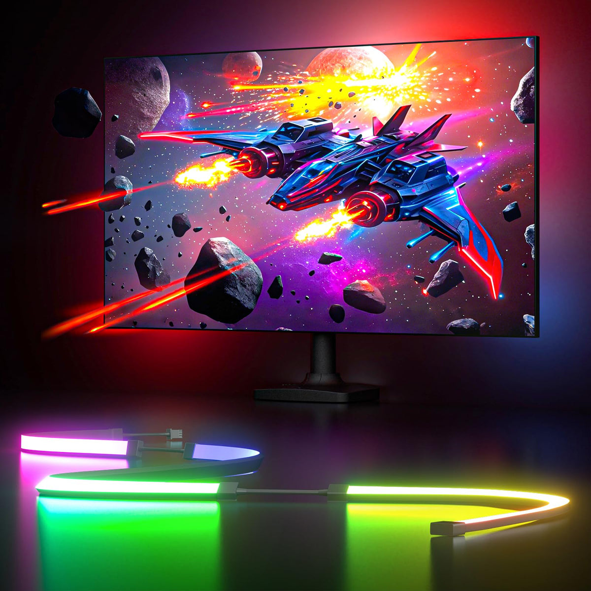 MIHEAL Gaming Monitor Light, Backlight with Screen Color sync Effect for 24inch Computer Monitor, Compatible with Windows