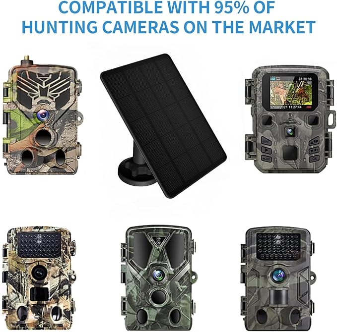 Solar Panel for Trail Camera, Solar Charger Kit with Built-in 5000mAh Rechargeable Lithium Battery - Output: 12V/1A, 6V/1.5A, IP66 Waterproof Portable Outdoor Power Supply Kit