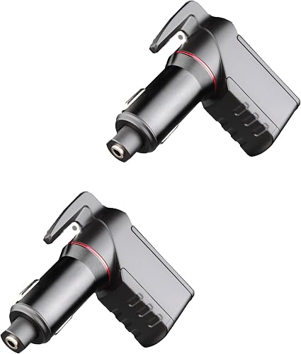 Ztylus Stinger Car Emergency Tool, Spring-Loaded Window Breaker, Car Safety Hammer, Seatbelt Cutter and Window Glass breaker, Car Escape Tool, USB Car Charger, 2 USB Ports Max 2.4A (2 pcs Black Combo)