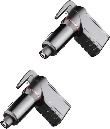 Ztylus Stinger Car Emergency Tool, Spring-Loaded Window Breaker, Car Safety Hammer, Seatbelt Cutter and Window Glass breaker, Car Escape Tool, USB Car Charger, 2 USB Ports Max 2.4A (2 pcs Black Combo)