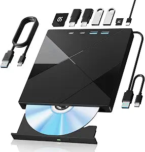 Wbacon 7 in 1 External CD/DVD Drive for Laptop, USB 3.0 External DVD Drive - Image 1