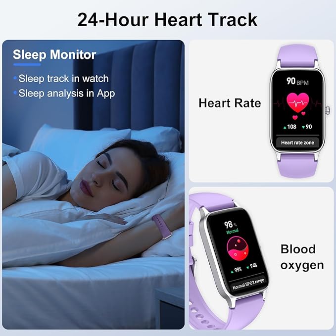 Smart Watch for Men Women, 1.57" Smartwatch(Answer/Make Call), 2025 NEW Fitness Tracker with Heart Rate/Sleep Monitor/Pedometer, IP68 Waterproof, 110 Sport Modes, Fitness Watch for Android iOS Purple
