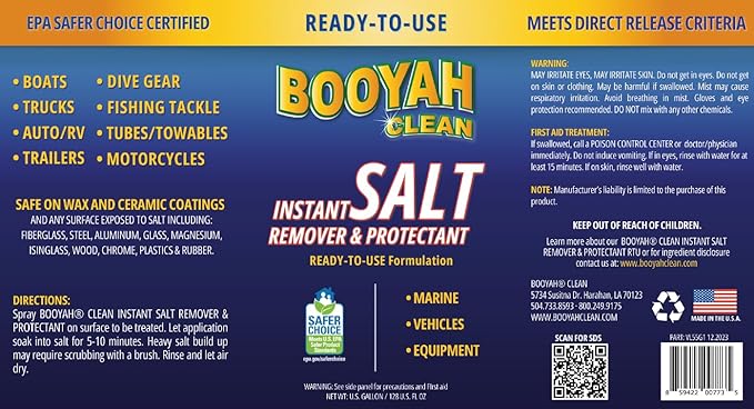 Booyah Clean Instant Salt Remover & Protectant READY-TO-USE - Perfect to Wash Salt Away, Prevent Saltwater Corrosion, EPA Safer Choice Direct Release
