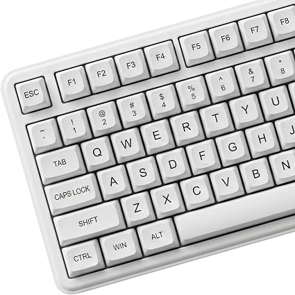 120 Keys PBT Dye Sublimation Keycaps, White Minimalist Milk Style Keycap Set, XDA Profile Custom Keycaps for Mechanical Keyboard 60% 65% 75% 100% Cherry MX Switches