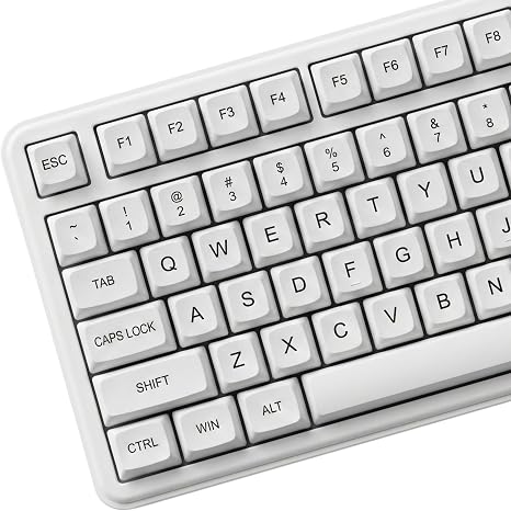 120 Keys PBT Dye Sublimation Keycaps, White Minimalist Milk Style Keycap Set, XDA Profile Custom Keycaps for Mechanical Keyboard 60% 65% 75% 100% Cherry MX Switches