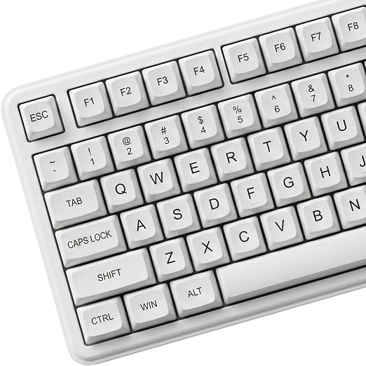 120 Keys PBT Dye Sublimation Keycaps, White Minimalist Milk Style Keycap Set, XDA Profile Custom Keycaps for Mechanical Keyboard 60% 65% 75% 100% Cherry MX Switches