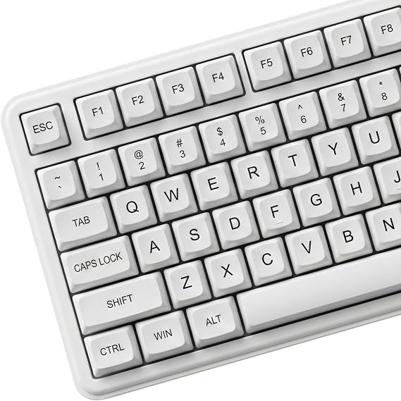 120 Keys PBT Dye Sublimation Keycaps, White Minimalist Milk Style Keycap Set, XDA Profile Custom Keycaps for Mechanical Keyboard 60% 65% 75% 100% Cherry MX Switches