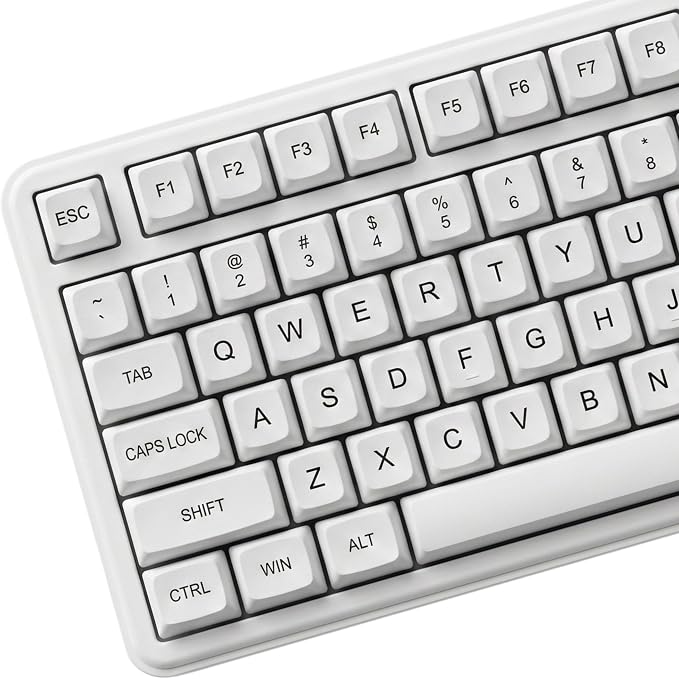 120 Keys PBT Dye Sublimation Keycaps, White Minimalist Milk Style Keycap Set, XDA Profile Custom Keycaps for Mechanical Keyboard 60% 65% 75% 100% Cherry MX Switches