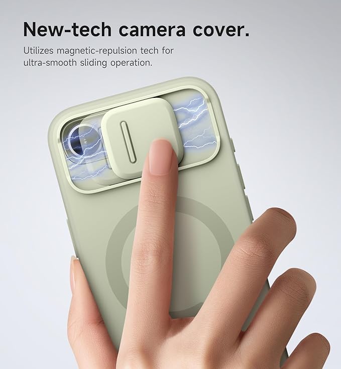 SURITCH for iPhone 17e/16e Case with Magnetic Camera Slide Cover and Adjustable Kickstand, Compatible with MagSafe, Shockproof Bumper Case Slim Protective Cover 6.1 Inch,Green