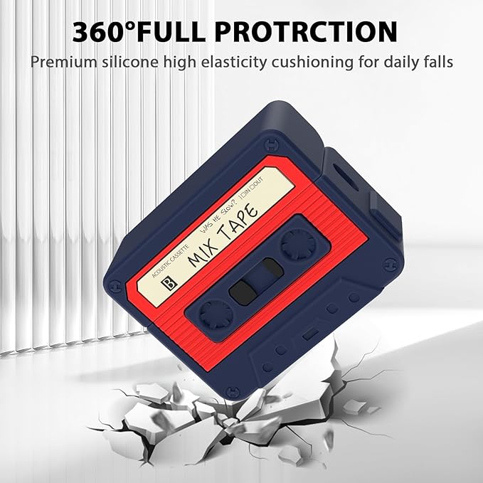 AirPods Pro 2 Case Cover, KOREDA Funny Cassette Tape Design Case for Airpods Pro 2nd Generation/1st Generation (2023/2022/2019), Cute Cartoon Fashion Silicone Protective Case for Women Men (Blue)