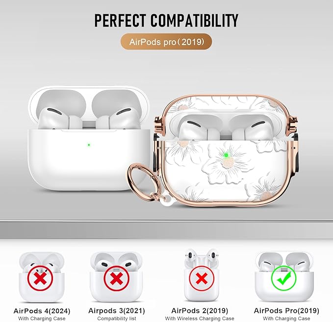 for Airpods Pro Case, Protective TPU Soft Cases Cover Rugged for Airpod Pro Case 1st Gen, Shockproof for Airpods Pro 2019 Case Men Women with Keychain,Morning Glory