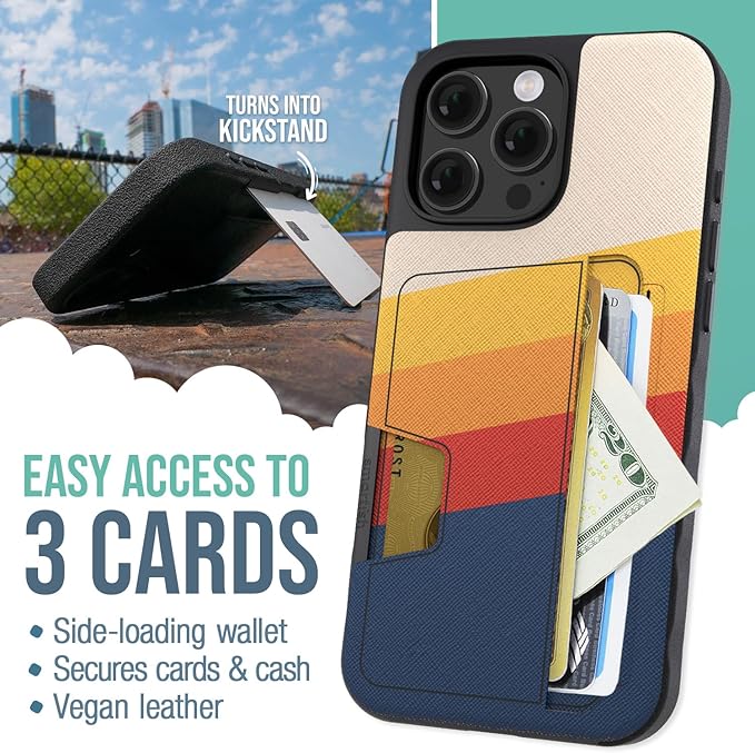 Smartish® iPhone 16 Pro Max Wallet Case - Wallet Slayer Vol 2 [Slim + Protective] Credit Card Holder w/Kickstand - Drop Tested Hidden Card Slot Cover for Apple iPhone 16 Pro Max - Striped Up