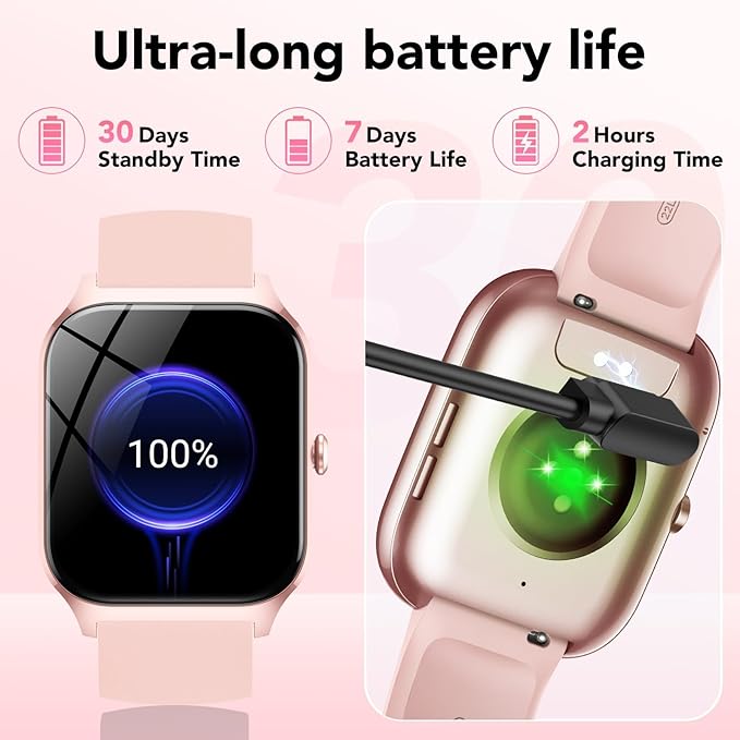 CASCHO Smart Watches for Women, 1.85" HD Smartwatch with 120+ Sports Modes/Heart Rate/Sleep Monitor, IP68 Waterproof Fitness Tracker with Bluetooth Calling/Music Control for Android iOS