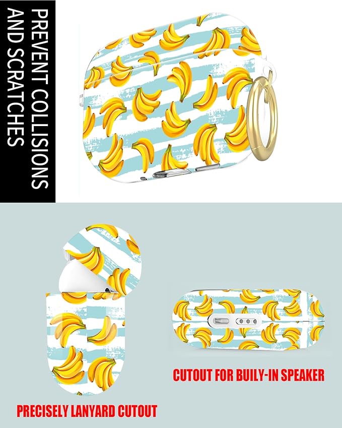 Compatible with Airpod Pro 2nd/1st Generation,360° Full Protection Cover for Girl Women,Cute Accessories Hard Case Portable & Shockproof for Airpod Pro 2nd Charging Case 2023/2022/2019(Banana)