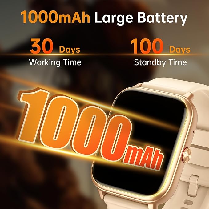 Smart Watch for Men Women, Fitness Tracker (Answer/Make Call), 1000 mAh Battery, 120+ Sport Modes, Step Counter/Sleep Monitor Fitness Watch, Smartwatch for Android/iPhone (Gold)
