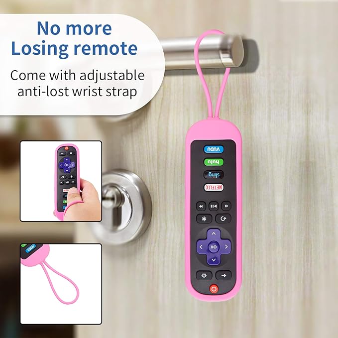 2 Pack Roku Remote Cover - Silicone Protective Case for Roku TV TCL - Anti Slip Remote Sleeve Glow in The Dark (Glow Green + Pink)