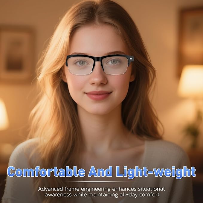Smart Glasses, Open-Ear Sound Mic & Speakers, Smart Audio Polarized Sunglasses with Photochromic Lenses, IPX4 Waterproof, Voice Assistant, Unisex Bluetooth Glasses for Travel, Working & Driving