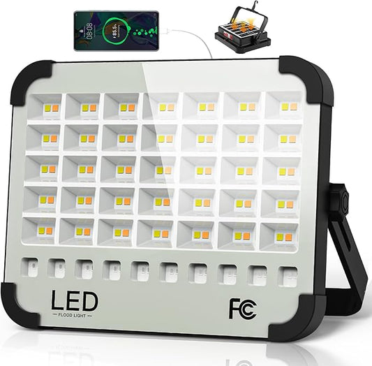 200W LED Solar Work Light Rechargeable, Sinear 20000LM Magnetic Portable Light, 20000mAh with 5 Modes, IP66 Waterproof for Outdoor Camping, Car Repair, Building, Workshop, Garage, Emergency