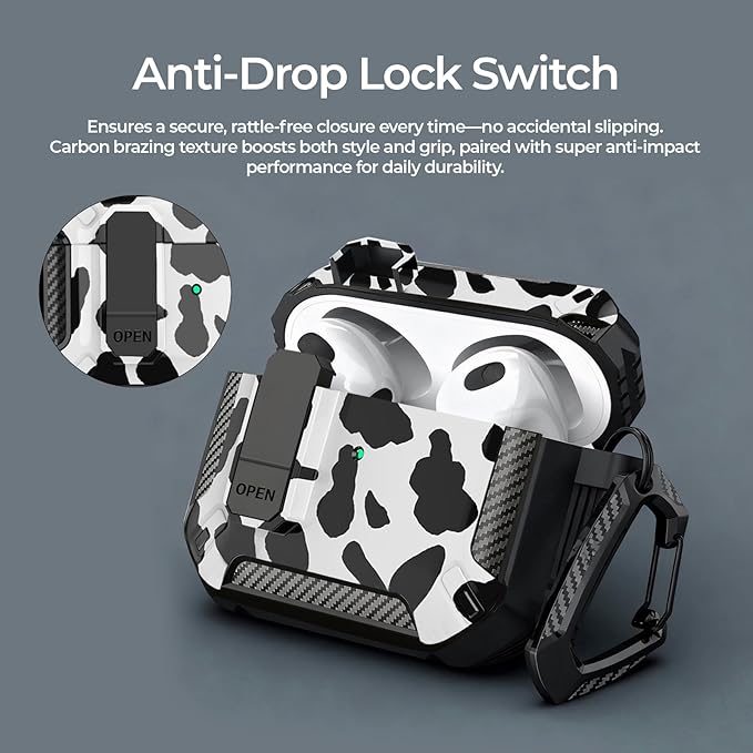 for AirPods Pro 2 Case for AirPods Pro2rd Gen | Full Drop Protection with Carabiner Keychain | Cute AirPods Pro 2st/1nd Generation Case for Men Women