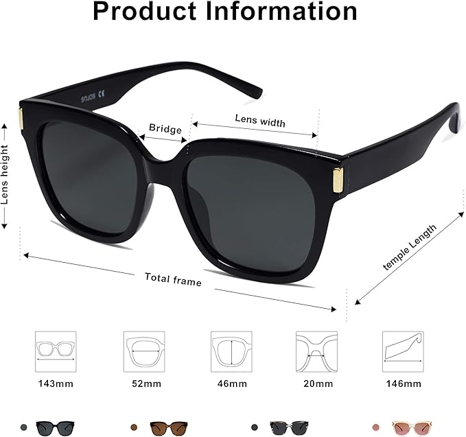 SOJOS Polarized Sunglasses for Women Men Trendy Square Large Sun Glasses SJ2149