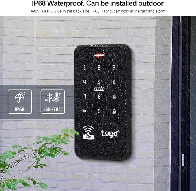 WiFi Access Control Keyboard, Tuya App, Dual Frequency 125 kHz/13.56 MHz, Backlit, WG26/34