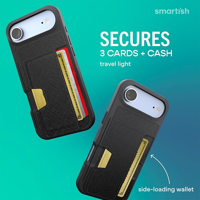 Smartish® iPhone Air Wallet Case - Wallet Slayer Vol. 2 [Slim + Protective] Credit Card Holder w/Kickstand - Drop Tested Hidden Card Slot Cover for Apple iPhone Air - Black Tie Affair
