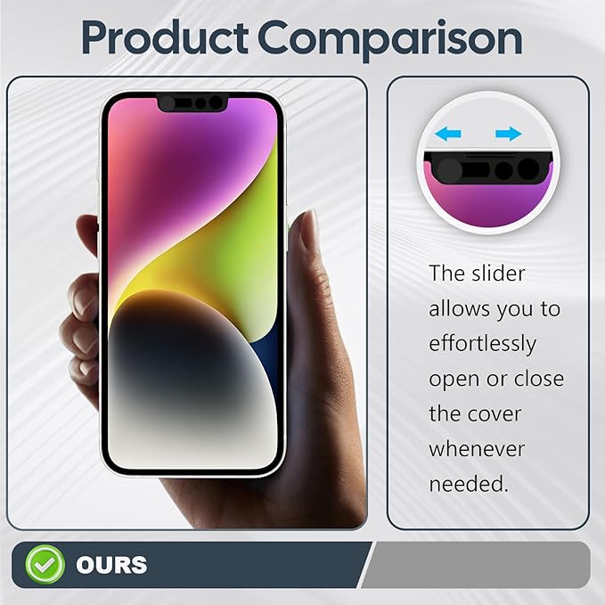 Front Camera Covers Compatible with iPhone 14/14 Plus /16e | Camera Blocker for Privacy and Safety | 2Pack Black