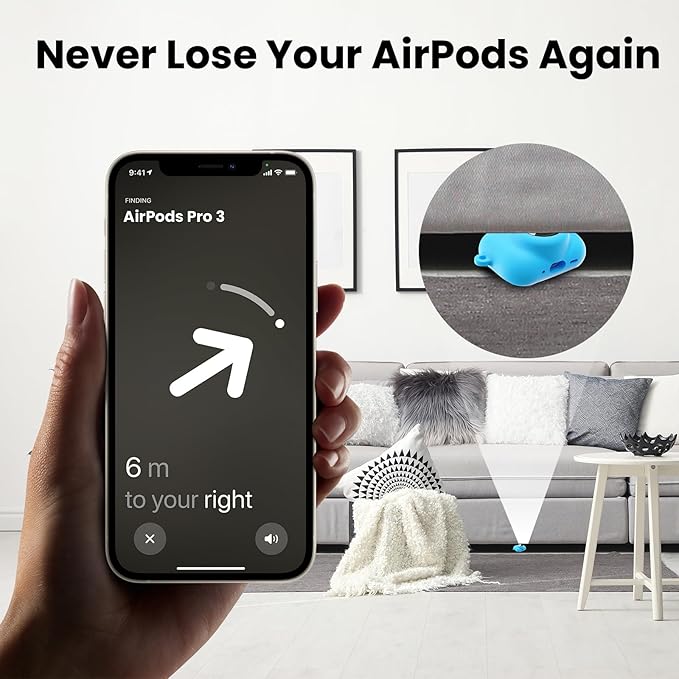 2 in 1 Silicone Case Compatible with AirPods Pro 3 and AirTag 2/1, Shockproof Protective Case Cover for AirPods Pro 3rd Generation 2025 with Cleaner Kit & Carabiner (Glow Blue)