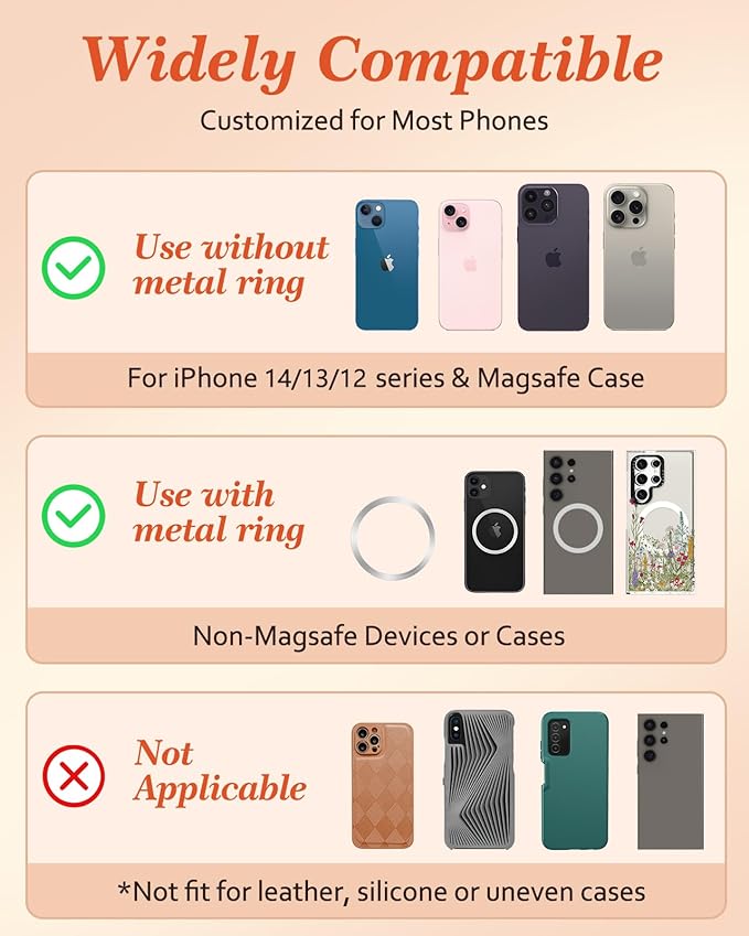 Kidcube Magnetic Phone Grip Compatible with Magsafe - Cell Phone Grip Stand Ring Holder Magnet Kickstand Removable Accessories for iPhone 16 Pro Max/16/15/14/13/12 Series Women Girls Cute Cat Bird