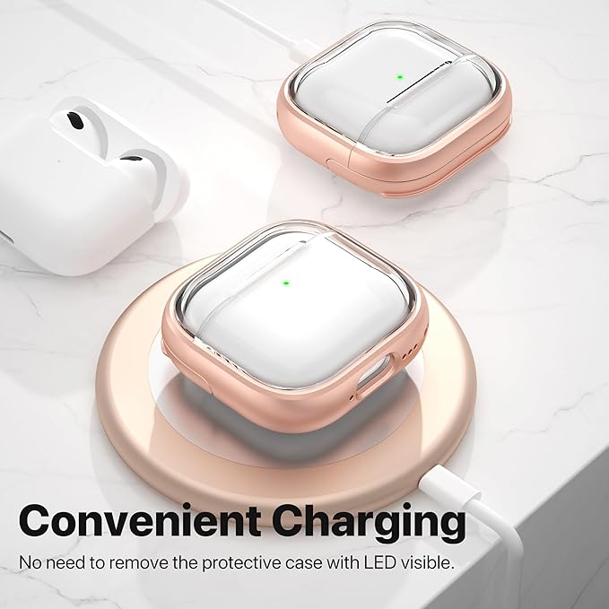 Valkit Compatible Airpods 4 Case Cover, Soft TPU Airpods 4th Generation Case with Cleaner Kit, Shockproof Protective Cases with Keychain for Apple AirPod 4 Gen Cases for Women Men(Clear Rosegold)