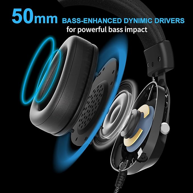 FOXXRAY HAU-50 RGB Gaming Headset, Computer Headphone with Detachable Microphone, Surround Sound, 50mm Drivers, Soft Earmuffs, Lightweight USB Wired Headphones for PC, PS4, PS5, Laptop, Smartphone