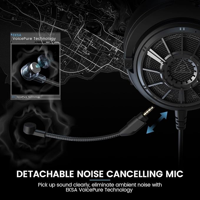 EKSA StarEngine S PC Gaming Headset-Stereo Surround Sound for PS4 PS5 Xbox One Xbox Series X/S, Over Ear Headphones with Noise Cancelling Mic, 50mm Drivers, 3.5mm Wired Headphones for Computer