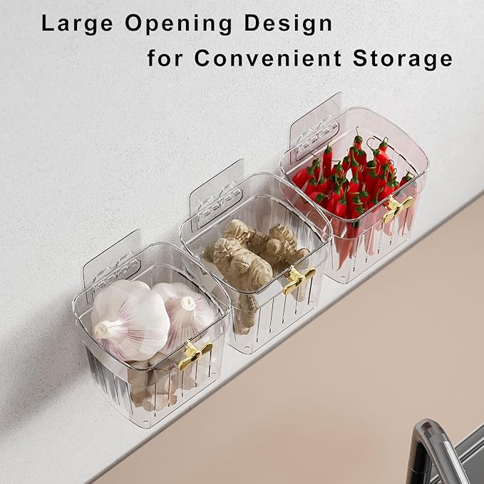 6 Pack Adhesive Cabinet Door Organizer, Compact Kitchen Under Sink Caddy, Clear Pantry Storage Basket, Under Cabinet Organizer Seasoning Spice Rack, Plastic Bathroom Wall Mounted Bins