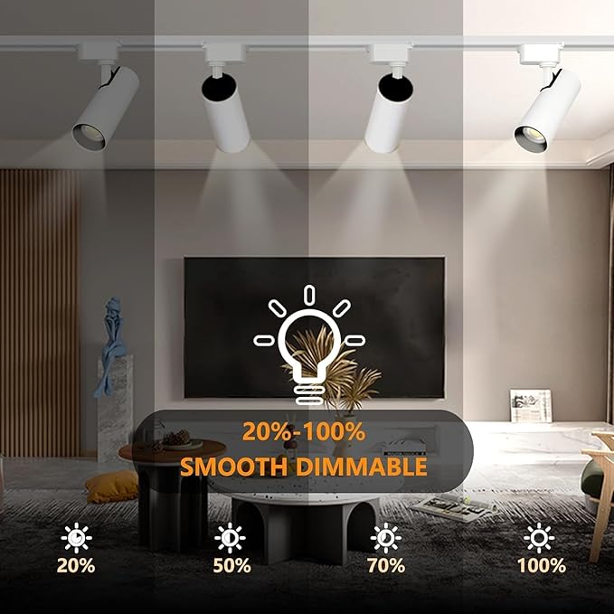 Super Brightness 6000K Cool Light Dimmable Brightness 25W 2000lm H Type LED Track Lighting Kit System with 26 FT Track Rails, Ceiling Spotlight Fixture with Installation Package