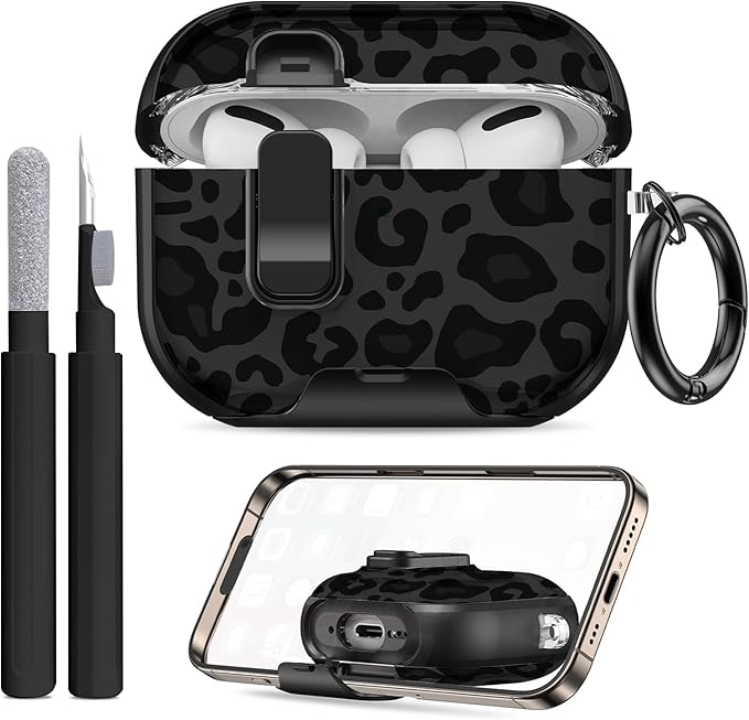 for AirPods Pro 3 Case (2025) with Phone Stand & Cleaner Kit, Cute Soft Silicone Cover for AirPods Pro 3rd Genera case with Keychain for Women Men with Keychain for Airpod Pro case(2025)