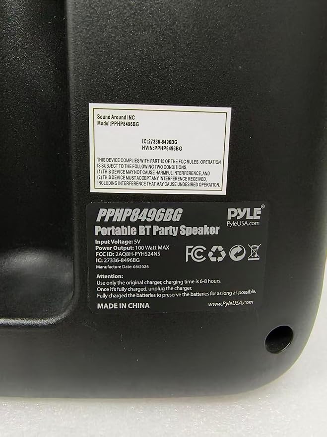 Pyle Audio Bluetooth Party Speaker - Party Bluetooth with True Wireless Stereo System - Enjoy Powerful Bass and Clear Treble - with Carry Bag - Model PPHP8496BG - 100W