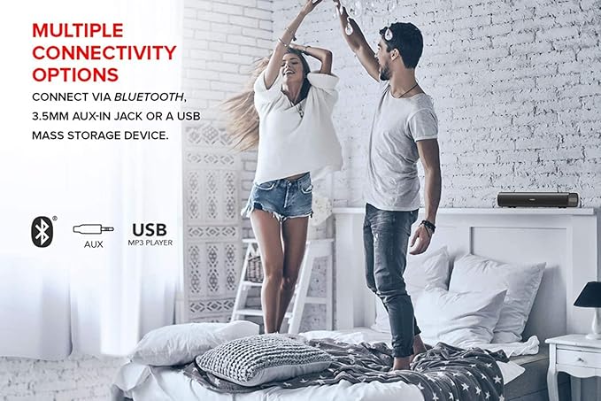 Creative Stage Air Portable and Compact Under-Monitor USB-Powered Soundbar for Computer, with Dual-Driver and Passive Radiator for Big Bass, Bluetooth and AUX-in, USB MP3 (Renewed)