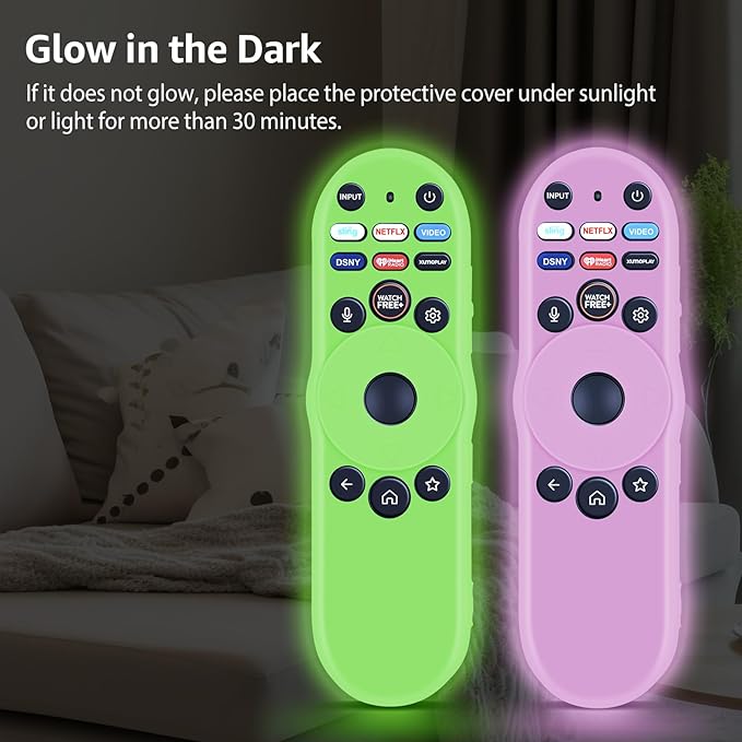 [Pack of 2] Remote Case for Smart TV Remote XRT270 Control Cover, Silicone Controller Case Cover Compatible with XRT270 Silicone Sleeve(Glow Green+Glow Pink)
