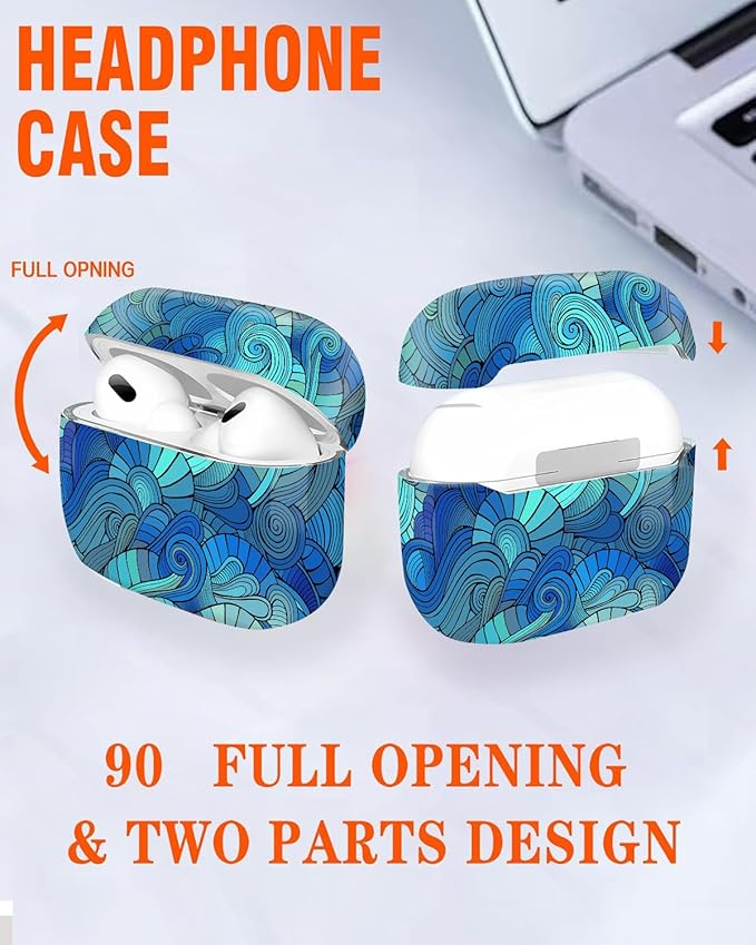 Compatible with Airpod Pro 2nd/1st Generation,Full Protection Cover for Women,Accessories Hard Case Portable & Shockproof for Airpod Pro 2nd Charging Case 2023/2022/2019(Waves Tie Dye)