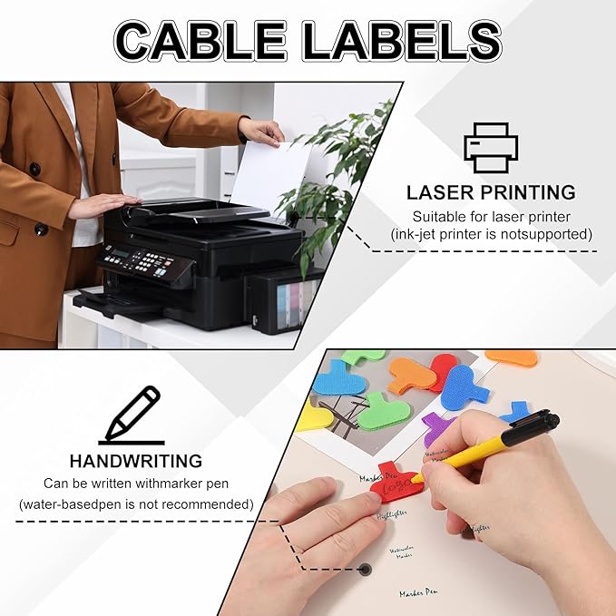 uxcell Cable Labels, 20Pcs Waterproof Cable Tag Writable Wire Labels Self-Adhesive Wire Tags Reusable Hook & Loop for Electronics Computer Cord Management Identification, Red