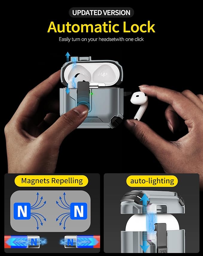 Compatible with AirPods 4 Case,Magnetic Automatic Lock with Phone Stand & Cleaning Kit,Compatible with Magsafe Cover -Silver
