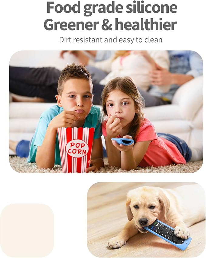 6.4 Inch Silicone Cover Compatible with Fire TV Stick 4K Max 2nd gen 2023 Remote Control,Silicone Case for Toshiba/Insignia Smart TV Remote,Anti-Slip Sleeve Cover with Lanyard(Glowblue+Blue)