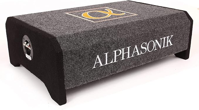 Alphasonik AS12DF 12" 1500 Watts 4-Ohm Down Fire Shallow Mount Flat Enclosed Sub woofer for Tight Spaces in Cars and Trucks, Slim Thin Loaded Subwoofer Air Tight Sealed Bass Enclosure