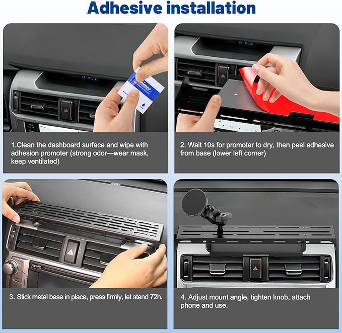 No-Drill Magnetic Dash Phone Holder for 4 Runner 2023 2022 2021 2020, Full Metal Heavy-Duty Console Extension Dash Phone Mount Compatible with 5th 4Runner 2010??023, Fits Most Smartphones
