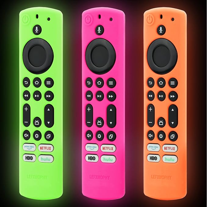 LEFXMOPHY 2023 Stick 4K Max Remote Cover for Toshiba and Insignia NSRCFNA21 CT-RC1US-21 CT95018 CTRC1US21, Silicone Protective 3-Pack Green Orange Hot Pink Case Glow in Dark