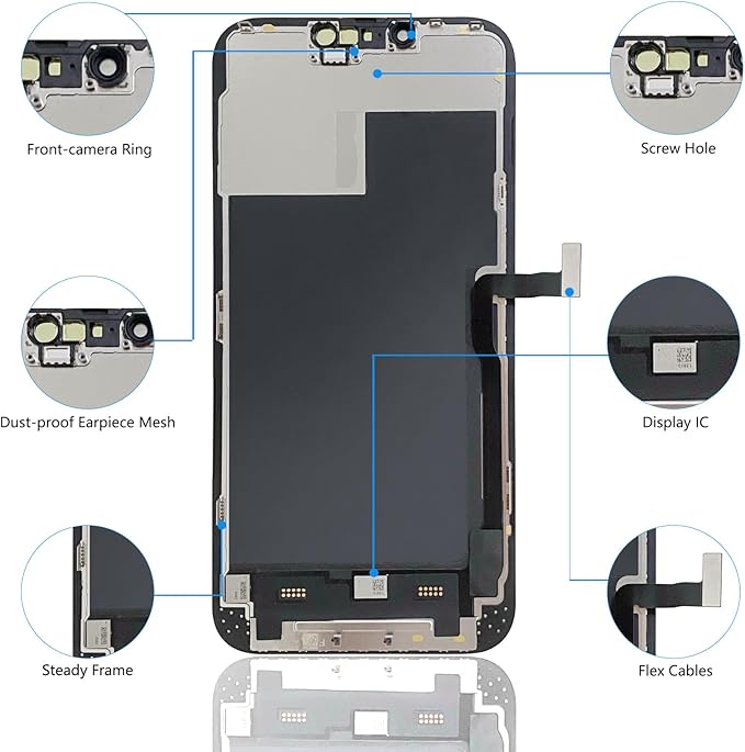 for iPhone 13 Pro Max Screen Replacement 6.7 Inch, 3D Touch LCD Screen Digitizer for A2484, A2641, A2644, A2645, A2643 with Repair Tools Kit+Screen Protector+Waterproof Frame Adhesive