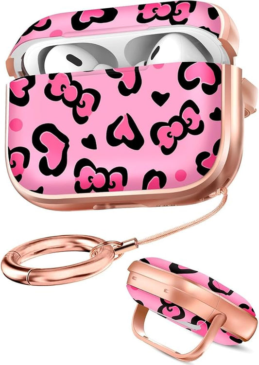 Coralogo for AirPods Pro2/Pro Case with Safety Lock - Cute Cartoon for AirPods Pro1/2 Generation for Women Girls Fashion Stylish Leopard Pattern Design Kawaii Girly Girlish Hard Protective Cover
